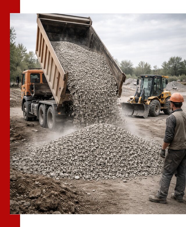 Доставка щебня в Георгиевске крупными и мелкими фракциями