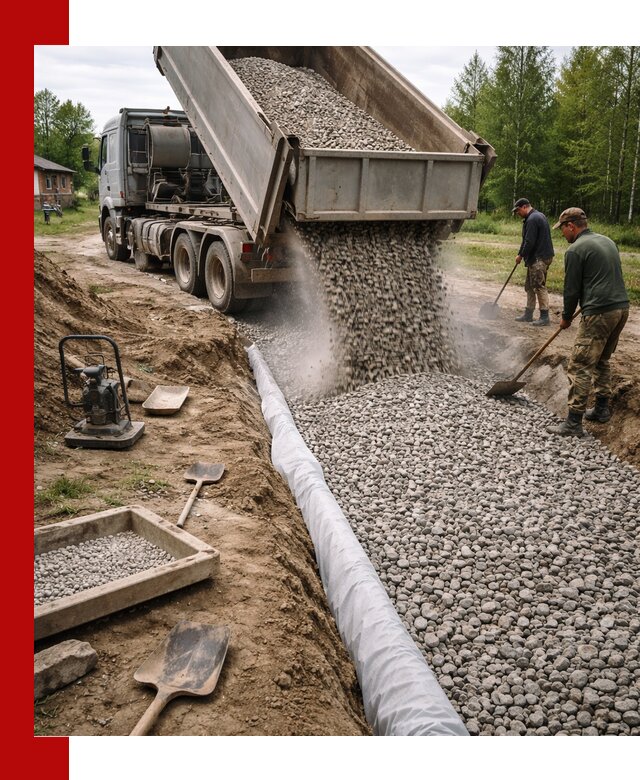 Гравий для дренажа с доставкой в Георгиевске качественный и недорогой