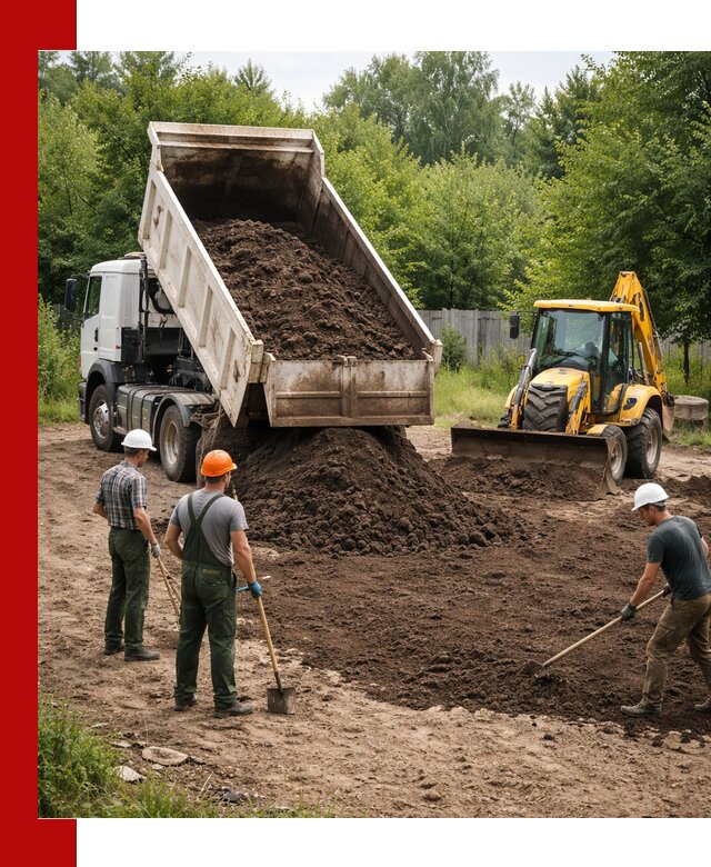 Доставка и укладка грунта для выравнивания участка в Георгиевске