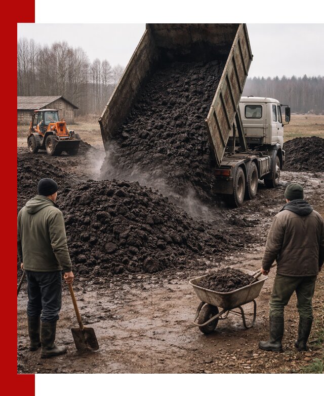 Доставка низинного торфа с разгрузкой и доставкой в Георгиевске