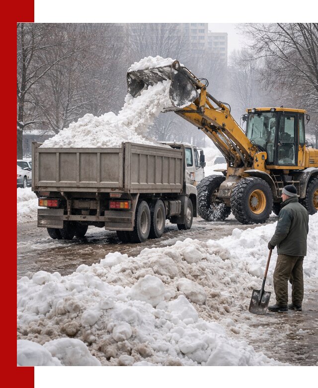 Вывоз снега грузовой техникой в Георгиевске оперативно и чисто